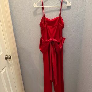 Fashion Nova Red Satin Jumpsuit